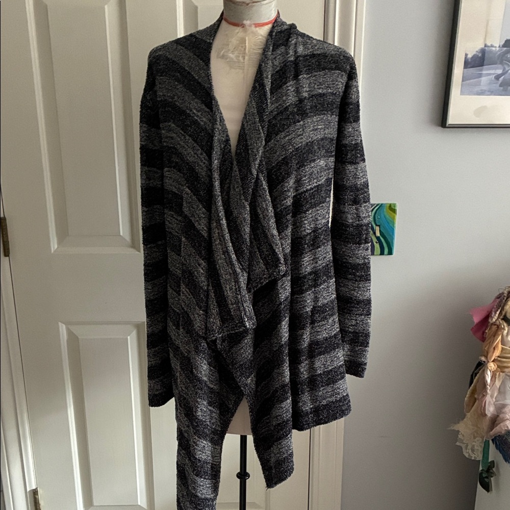 Barefoot Dreams Charcoal Striped Cardigan